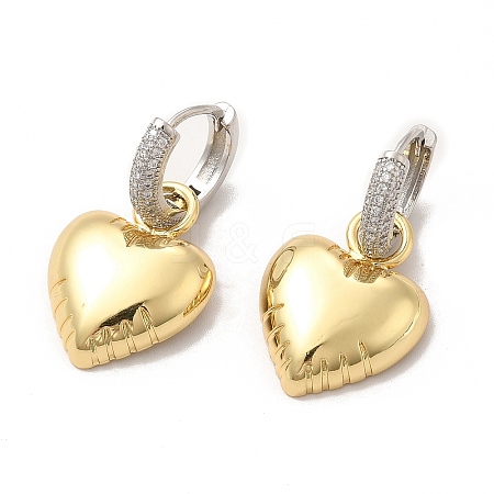 Heart Rack Plating Brass Micro Pave Cubic Zirconia Hoop Earring EJEW-C057-02G-1