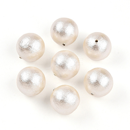 Compressed Cotton Imitation Pearl Beads WOVE-ZX007-02-1