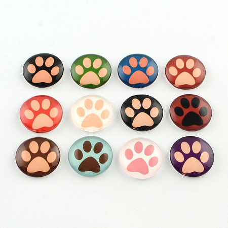 Half Round/Dome Dog Paw Print Photo Glass Flatback Cabochons for DIY Projects GGLA-Q037-12mm-08-1