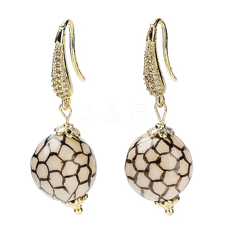 Round Porcelain Dangle Earrings EJEW-G398-02-1