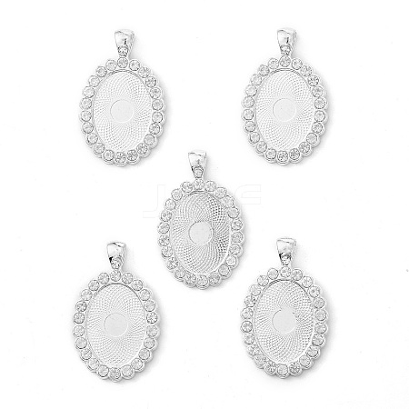 Oval Alloy Rhinestone Pendant Cabochon Settings X-ALRI-T354-01S-1