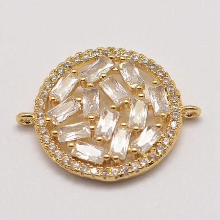 Brass Micro Pave Cubic Zirconia Links ZIRC-G088-03G-1