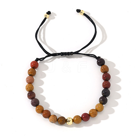 Natural Mookaite Round Beads Braided Bead Bracelets ZJ4066-5-1
