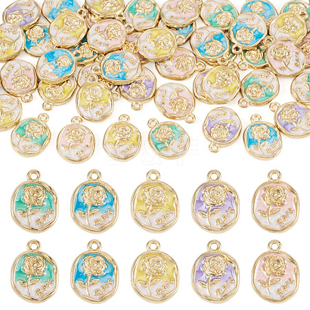 50Pcs 5 Colors Alloy Pendants ENAM-TA0003-93G-1