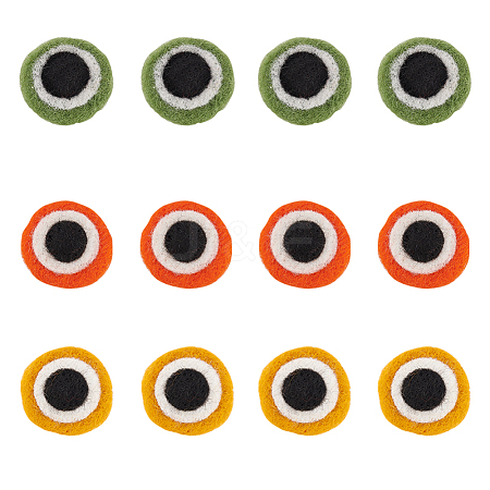 12Pcs 3 Colors Wool Felt Craft Frog Eyes DIY-FG0004-14-1