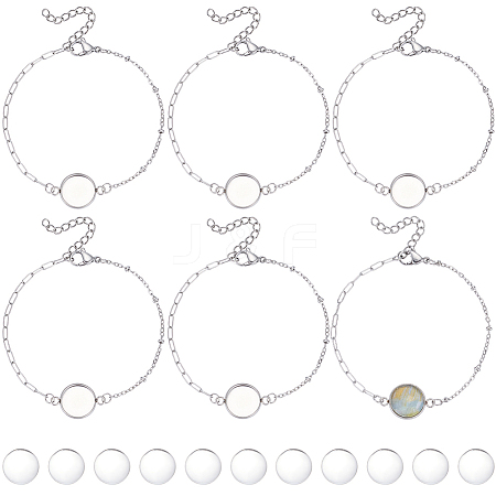 16Pcs 304 Stainless Steel Paperclip Chain Satellite Chain Bracelet Making BJEW-SP0001-32C-1