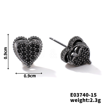 Chic Brass Cubic Zirconia Stud Earrings LS-ZD1304-7-1