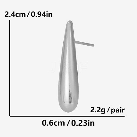 Stylish 304 Stainless Steel Teardrop Stud Earrings WI0157-1-1