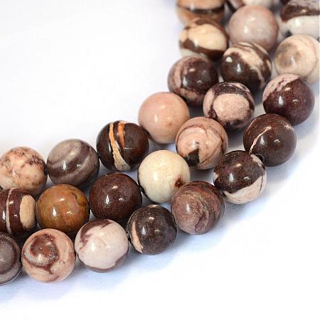 Natural Zebra Jasper Round Bead Strands G-E334-4mm-12-1