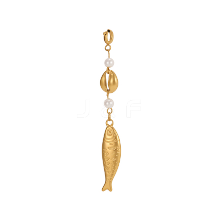 304 Stainless Steel & Shell Pearl Pendants STAS-OY013-50G-1
