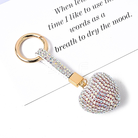 PU Leather & Rhinestone Keychain PW-WG15996-02-1