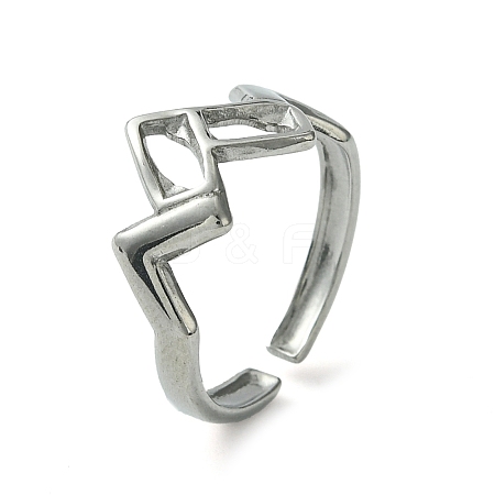 Non-Tarnish 304 Stainless Steel Open Cuff Ring RJEW-L110-009P-1