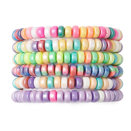 6Pcs Handmade Polymer Clay Heishi Beads Stretch Bracelets for  Girl BJEW-JB11377-1