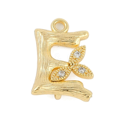 Brass Crystal Rhinestone Letter Links Connector Charms KK-S395-06G-E-1