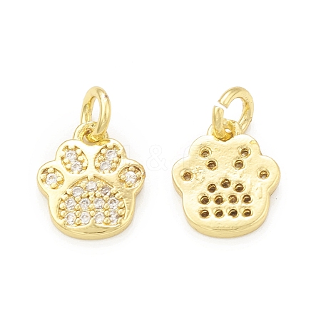 Rack Plating Brass Micro Pave Clear Cubic Zirconia Charms KK-C011-58G-1