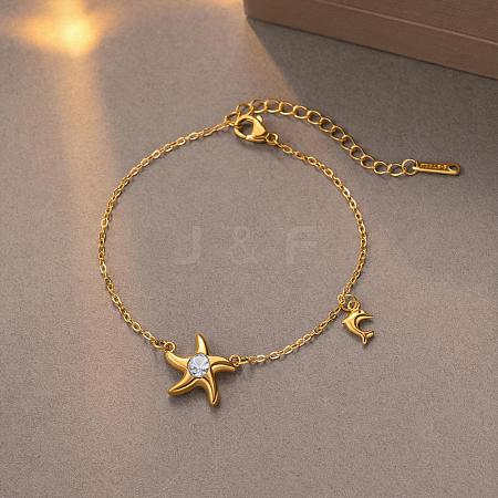 304 Stainless Steel & Crystal Rhinestone Charm Bracelets WGDDB62-02-1