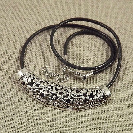 Jewelry Miao Yin Cang Yin Rose Hollow Bend Black Leather Rope Little Fish Lotus Female Short Necklace IZ4680-8-1