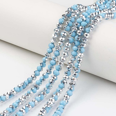 Electroplate Opaque Glass Beads Strands EGLA-A034-P8mm-M16-1