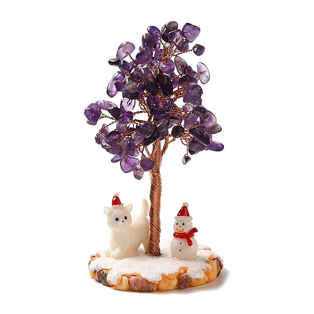 Christmas Natural Amethyst Chips Tree Decorations DJEW-K028-01B-1