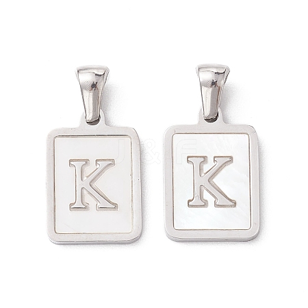 304 Stainless Steel Pave Shell Pendants STAS-G327-01P-K-1