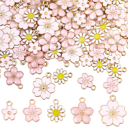 100Pcs 5 Styles Alloy Enamel Pendants ENAM-BM0001-06-1