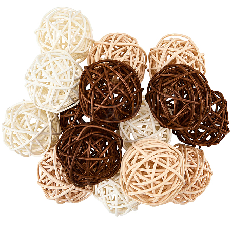 15Pcs 3 Colors Wicker Rattan Balls AJEW-SC0004-25C-1