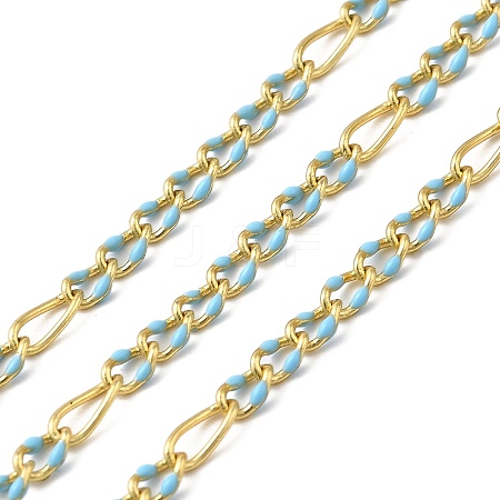 Handmade Brass Enamel Oval Link Chains CHC-L053-08G-08-1