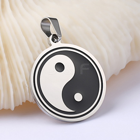 Feng Shui Enamel 304 Stainless Steel Pendants STAS-O079-06P-1