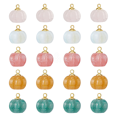 20Pcs 5 Colors Natural Green Aventurine & Topaz Jade & Rose Quartz PALLOY-FH00086-1