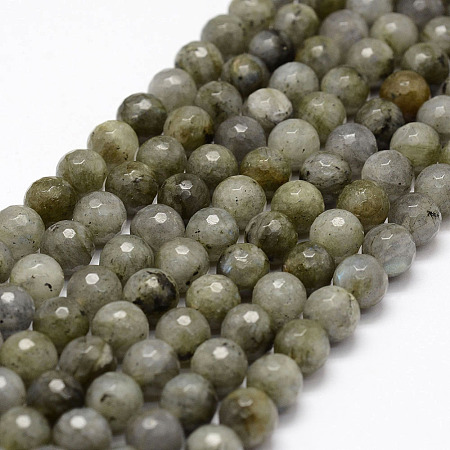 Faceted Natural Labradorite Beads Strands G-F364-17-8mm-1