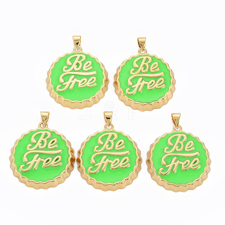 Brass Enamel Pendants ENAM-S128-002K-NR-1