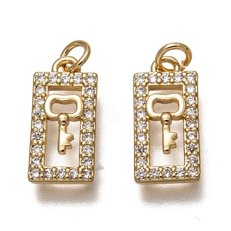 Brass Micro Pave Clear Cubic Zirconia Charms ZIRC-B002-05G-1