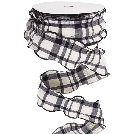 1 Roll Polyester Ruffled Ribbon SRIB-CY0001-14G-1