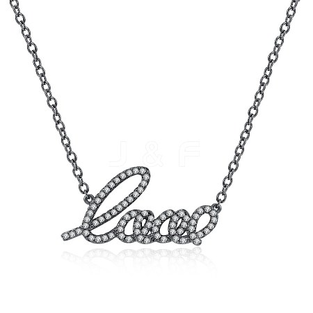 Fashion Brass Micro Pave Cubic Zirconia Pendant Necklaces NJEW-BB34104-1