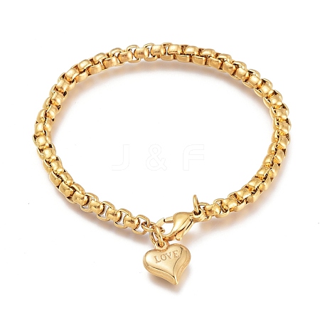 304 Stainless Steel Charm Bracelets STAS-I154-05G-1