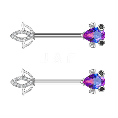 304 Stainless Steel Cubic Zirconia Nipple Rings WG0A897-07-1