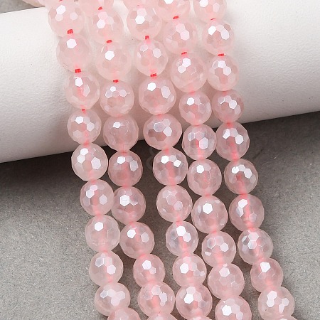Electroplated Natural Rose Quartz Beads Strands G-B191-A04-6mm-1