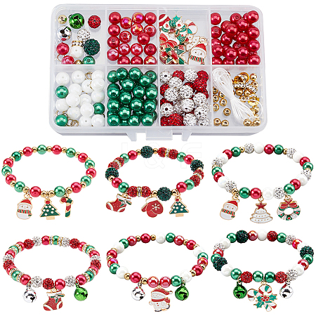 Christmas Theme DIY Alloy & Polymer Clay Rhinestone Bracelet Making Kits DIY-SC0027-63-1