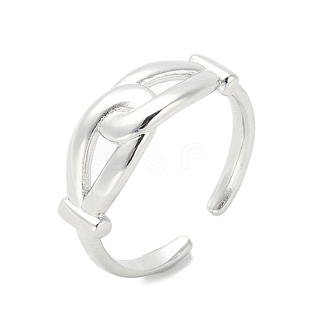 Double Knot Brass Open Cuff Ring for Women RJEW-A040-05P-1