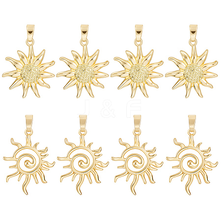 8Pcs 2 Styles Brass Pendants KK-BBC0024-51-1