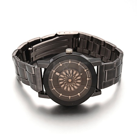 Gunmetal Plated Stainless Steel Rhinestone Wristwatch Quartz Watches X-WACH-E020-08A-01-1