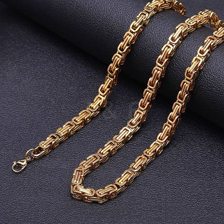 Titanium Steel Byzantine Chain Necklaces for Men FS-WG56795-38-1