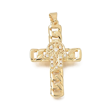 Brass Micro Pave Clear Cubic Zirconia Pendants CU-CBA4BAF-08G-1