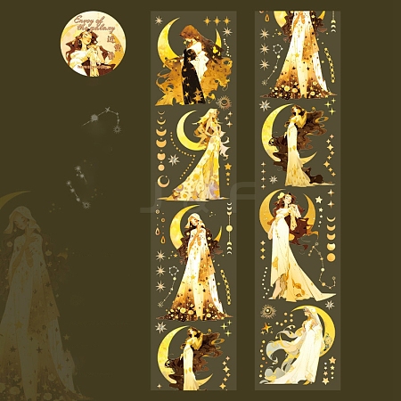 Moon Goddess Theme PET Waterproof Decorative Adhesive Tapes for DIY Scrapbooking TAPE-U001-01D-1