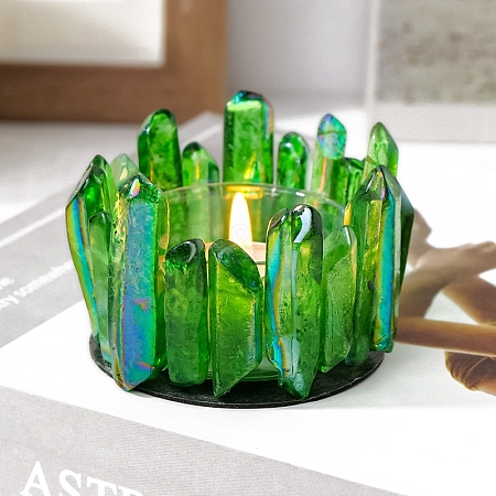 Electroplated Natural Quartz Crystal Candle Holder PW-WG59F09-01-1