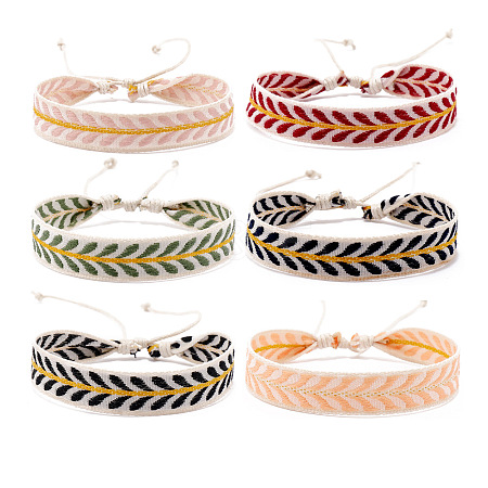 Cotton Flat Cord Bracelets Set PW-WG25250-01-1