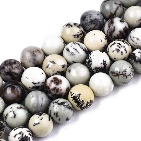 Natural Dendritic Jasper Beads Strands X-G-T129-17-1