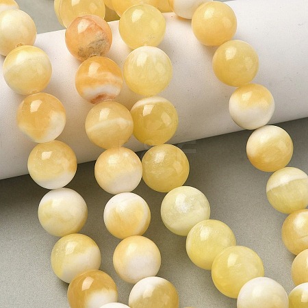Natural Yellow Jade Beads Strands G-F818-A03-14mm-1