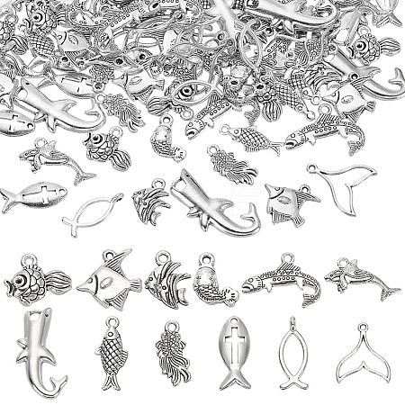 96Pcs 12 Styles Tibetan Style Zinc Alloy Pendants TIBEP-ME0001-15-1