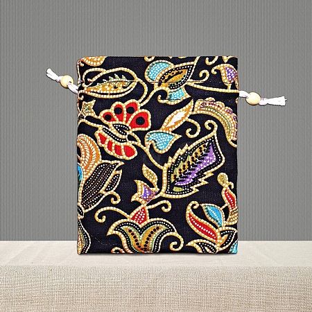 Chinese Style Cotton and Linen Drawstring Gift Blessing Bags PW-WG26539-09-1